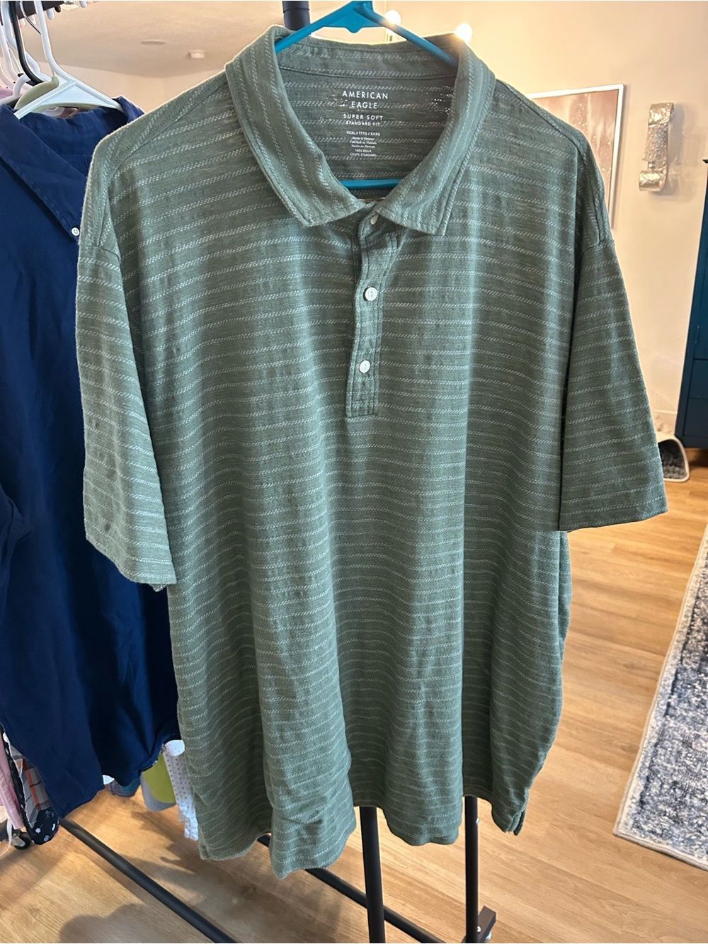 American Eagle Outfitters Olive Green Short-Sleeve Polo